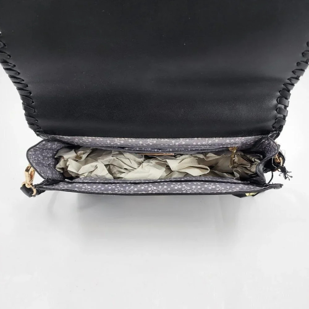 Moda Luxe Whip Stitch Faux Leather Medium Cross Body NWT - Picture 5 of 9